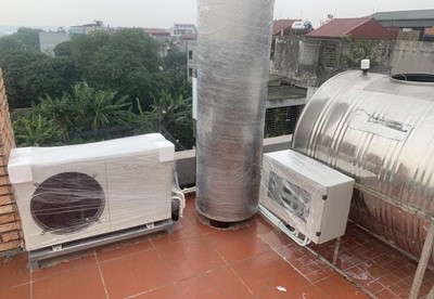 Khảo sát,thi công hoàn thiện máy nước nóng trung tâm Heat pump  tại Bắc Cầu - Long Biên - Hà Nội